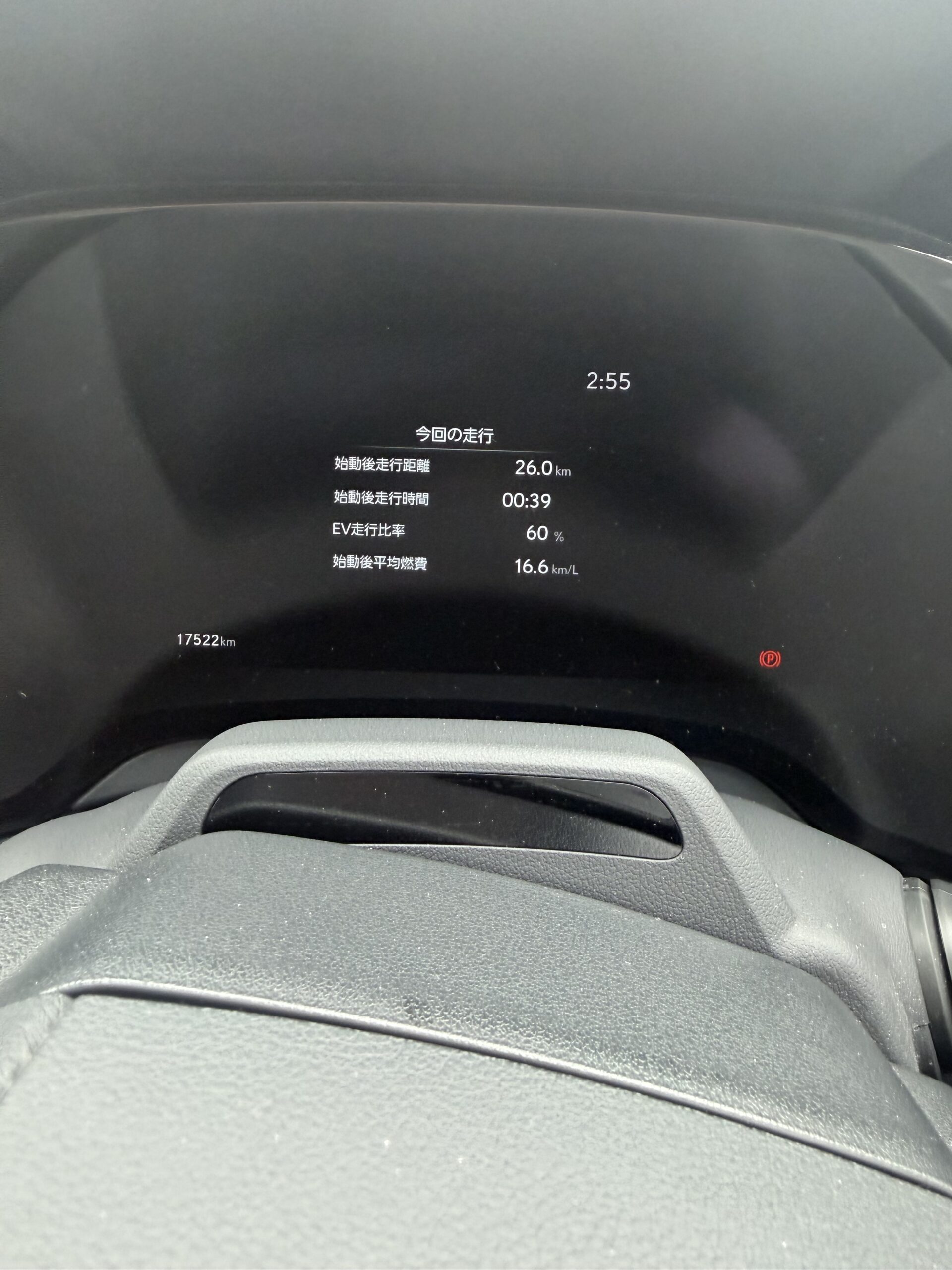 RX350h 今回の走行 EV走行比率60% 平均燃費16.6km/L