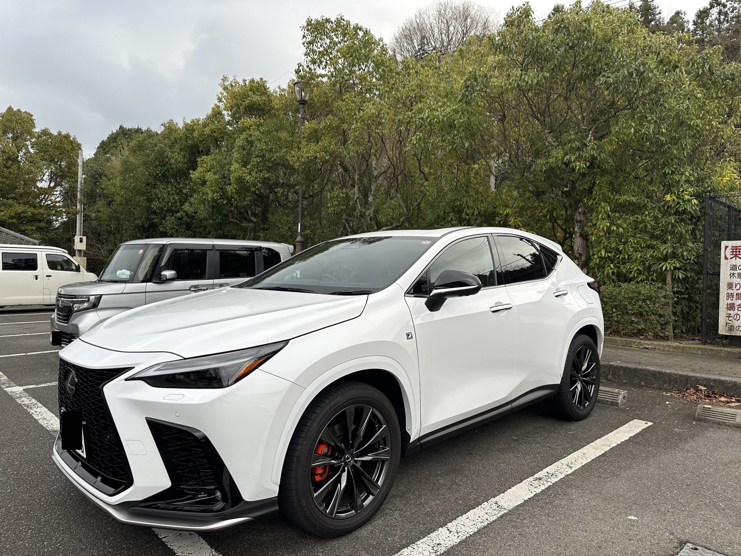 NX350 Fスポーツ サイドビュー オレンジキャリパー