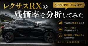 レクサスRXの残価率を公式CPO345台で分析(年式別・グレード別)
