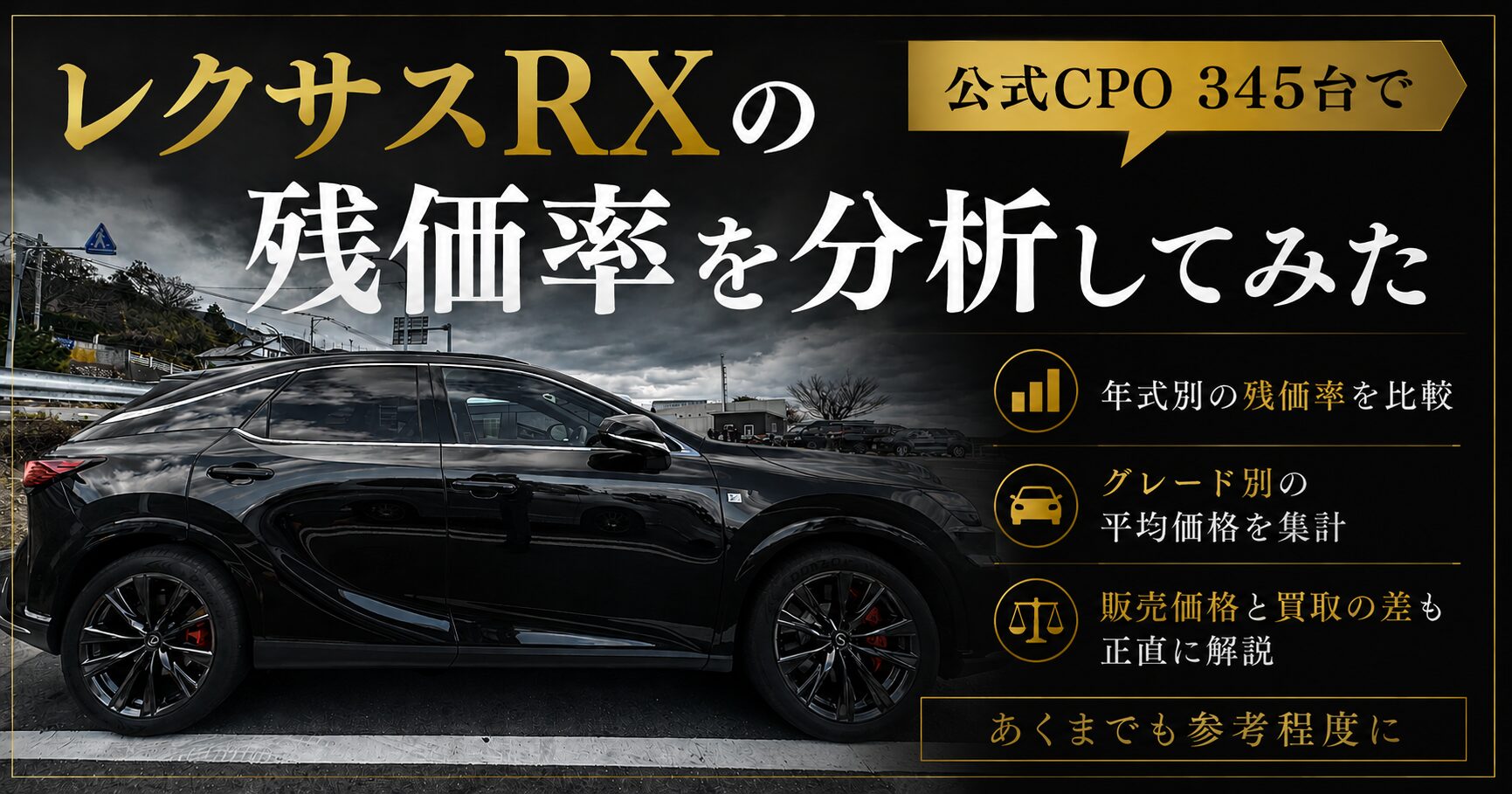 レクサスRXの残価率を公式CPO345台で分析（年式別・グレード別）