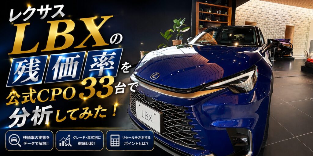 レクサスLBXの残価率を公式CPO33台で分析してみたのアイキャッチ（青のLBX）