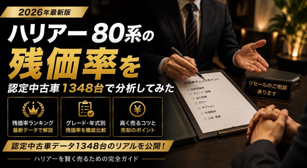 ハリアー80系の残価率を認定中古車1348台で分析してみた