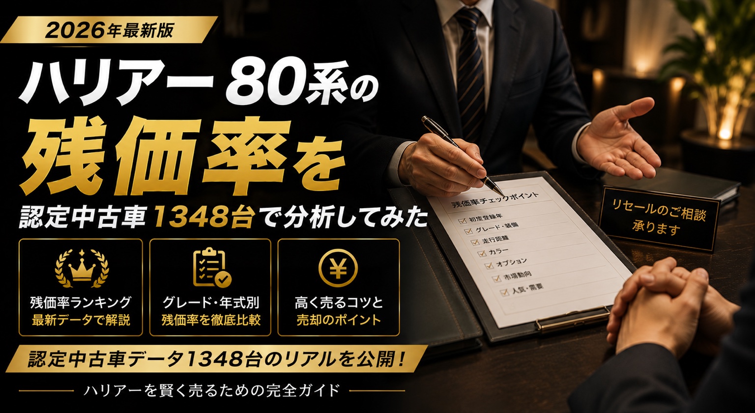 ハリアー80系の残価率を認定中古車1348台で分析してみた