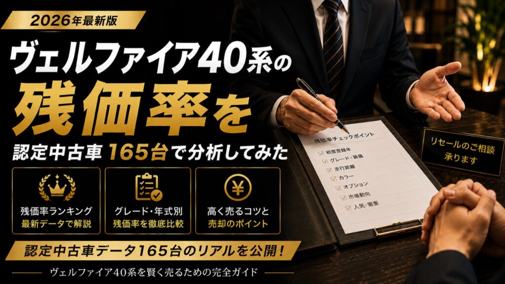 ヴェルファイア40系の残価率を認定中古車165台で分析してみた