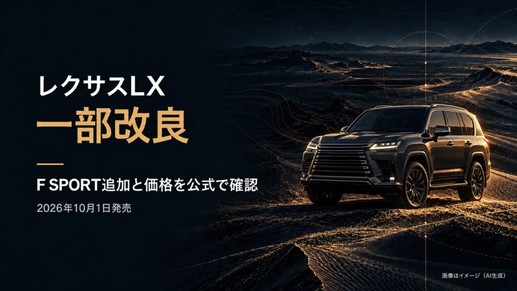 レクサスLX一部改良｜F SPORT追加と価格を公式で確認（画像はイメージ・AI生成）